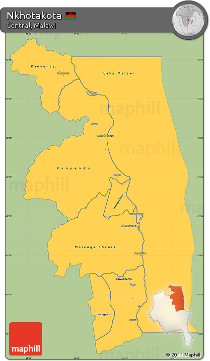 Savanna Style Simple Map of Nkhotakota, single color outside