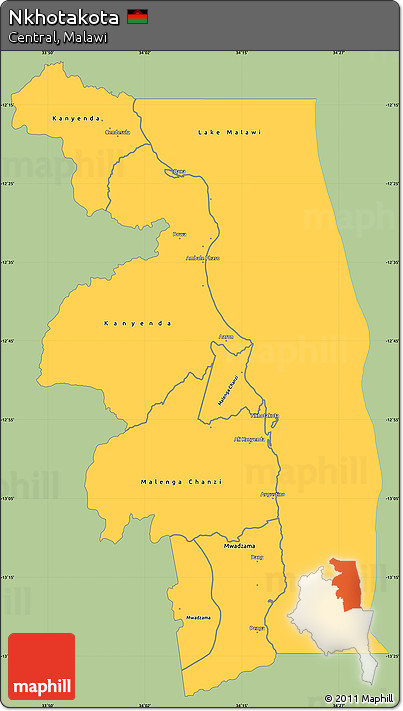 Savanna Style Simple Map of Nkhotakota, single color outside