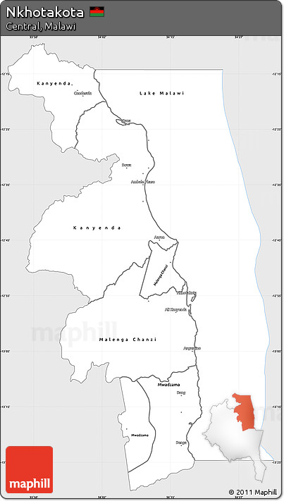 Silver Style Simple Map of Nkhotakota, single color outside