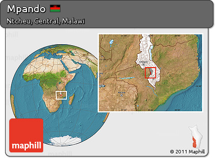 Satellite Location Map of Mpando, highlighted country, highlighted parent region