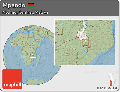 Savanna Style Location Map of Mpando, highlighted grandparent region, hill shading