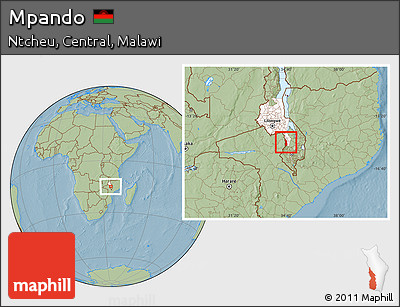 Savanna Style Location Map of Mpando, highlighted grandparent region, hill shading