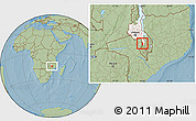 Savanna Style Location Map of Mpando, highlighted grandparent region, hill shading