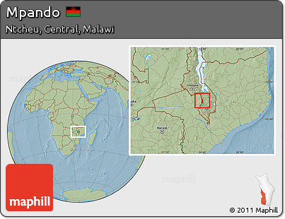 Savanna Style Location Map of Mpando, hill shading