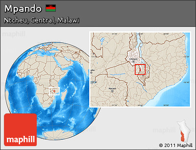 Shaded Relief Location Map of Mpando, highlighted grandparent region