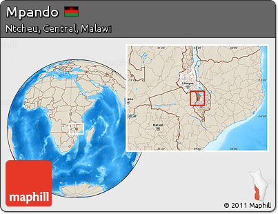 Shaded Relief Location Map of Mpando, highlighted parent region, highlighted grandparent region