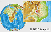 Physical Location Map of Kalumo, highlighted grandparent region, within the entire country