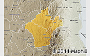 Physical Map of Kalumo, semi-desaturated