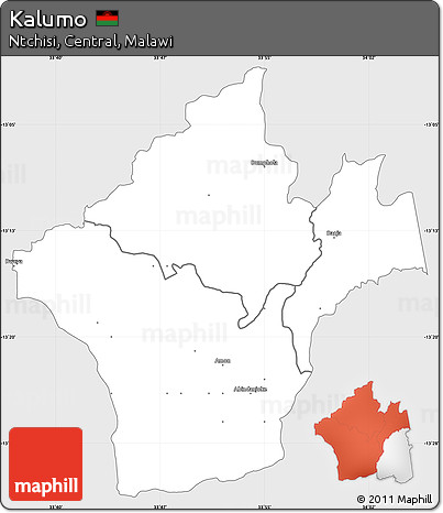Silver Style Simple Map of Kalumo, single color outside