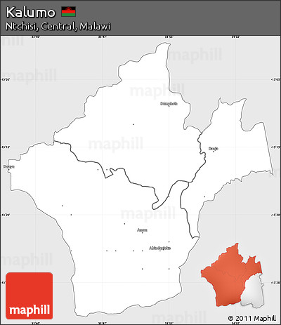 Silver Style Simple Map of Kalumo, single color outside