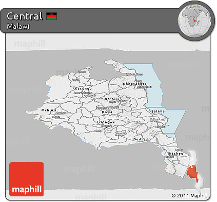 Gray Panoramic Map of Central, single color outside