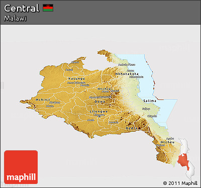 Physical Panoramic Map of Central, cropped outside