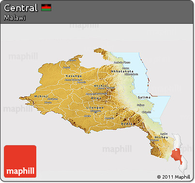 Physical Panoramic Map of Central, cropped outside