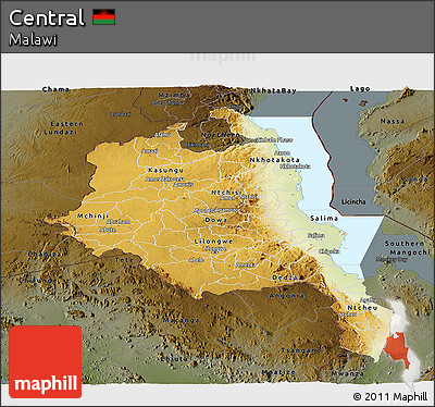Physical Panoramic Map of Central, darken