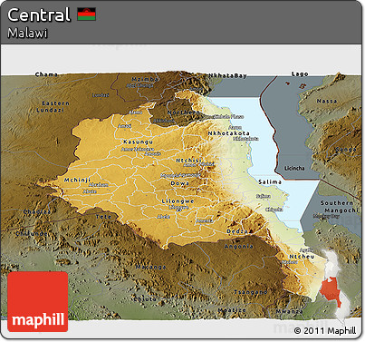 Physical Panoramic Map of Central, darken