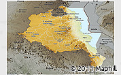 Physical Panoramic Map of Central, darken, semi-desaturated