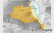 Physical Panoramic Map of Central, desaturated