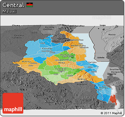Political Panoramic Map of Central, darken, desaturated