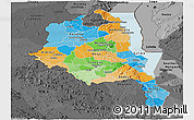 Political Panoramic Map of Central, darken, desaturated