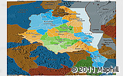 Political Panoramic Map of Central, darken