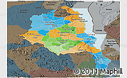 Political Panoramic Map of Central, darken, semi-desaturated