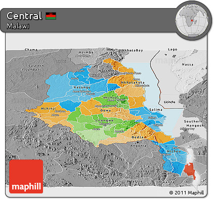 Political Panoramic Map of Central, desaturated