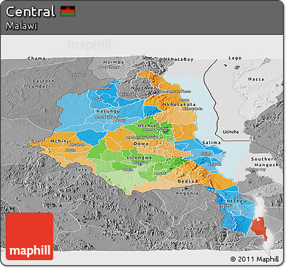 Political Panoramic Map of Central, desaturated