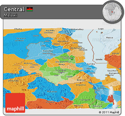 Political Panoramic Map of Central