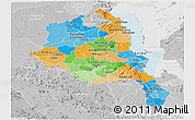 Political Panoramic Map of Central, lighten, desaturated