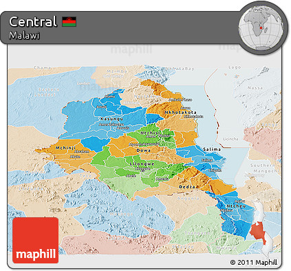 Political Panoramic Map of Central, lighten