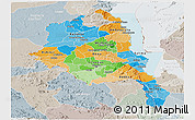 Political Panoramic Map of Central, lighten, semi-desaturated