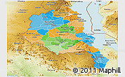 Political Panoramic Map of Central, physical outside