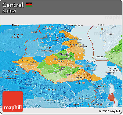 Political Panoramic Map of Central, political shades outside