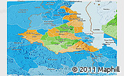 Political Panoramic Map of Central, political shades outside
