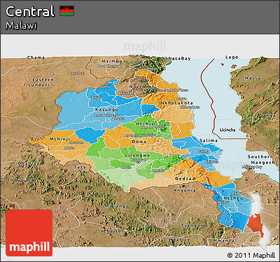 Political Panoramic Map of Central, satellite outside