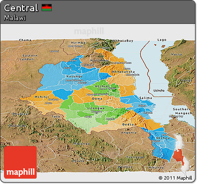Political Panoramic Map of Central, satellite outside