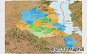 Political Panoramic Map of Central, satellite outside