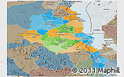 Political Panoramic Map of Central, semi-desaturated