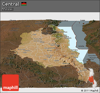 Satellite Panoramic Map of Central, darken