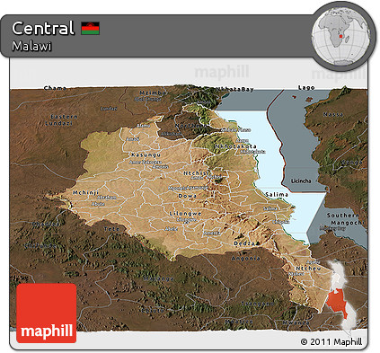 Satellite Panoramic Map of Central, darken