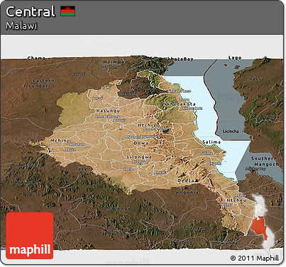 Satellite Panoramic Map of Central, darken