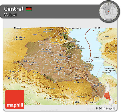 Satellite Panoramic Map of Central, physical outside