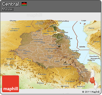 Satellite Panoramic Map of Central, physical outside