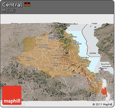 Satellite Panoramic Map of Central, semi-desaturated