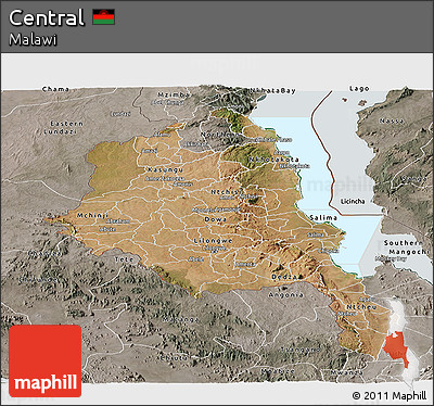 Satellite Panoramic Map of Central, semi-desaturated