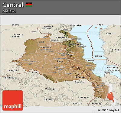 Satellite Panoramic Map of Central, shaded relief outside