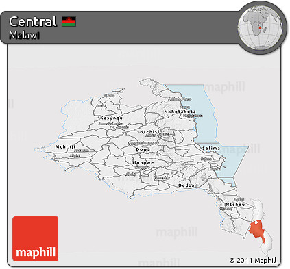 Silver Style Panoramic Map of Central, single color outside