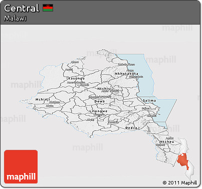 Silver Style Panoramic Map of Central, single color outside