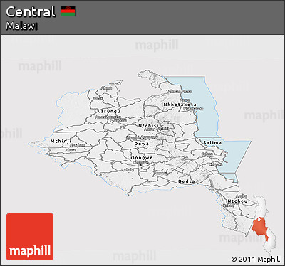 Silver Style Panoramic Map of Central, single color outside