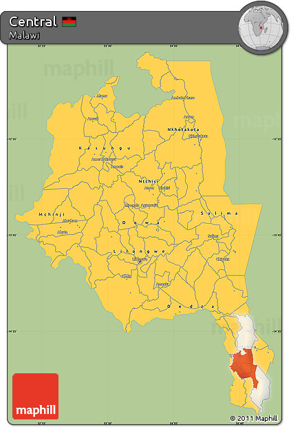 Savanna Style Simple Map of Central, single color outside